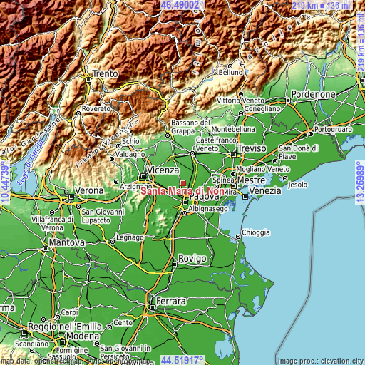 Topographic map of Santa Maria di Non