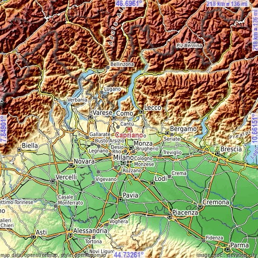 Topographic map of Capriano