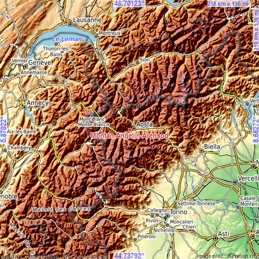 Topographic map of Montan-Angelin-Arensod