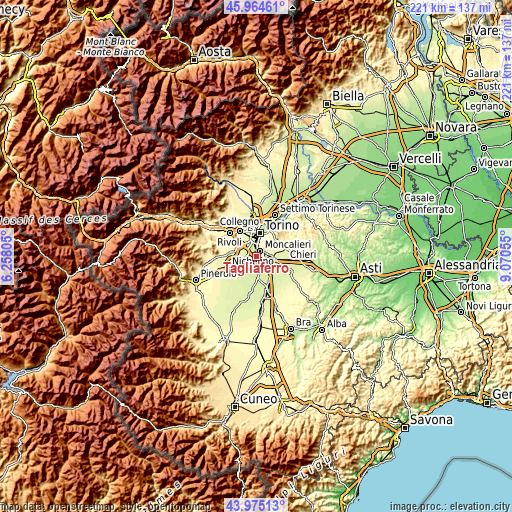 Topographic map of Tagliaferro