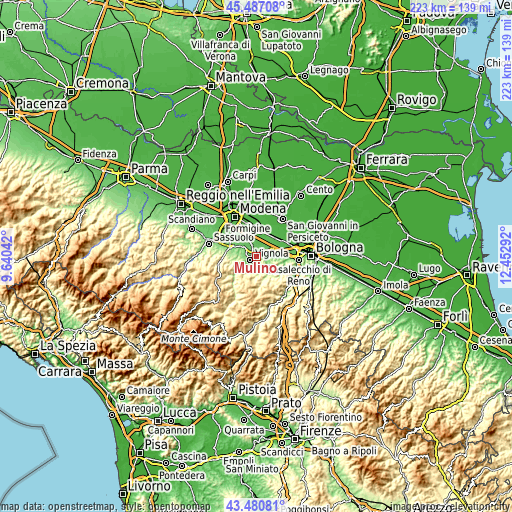 Topographic map of Mulino