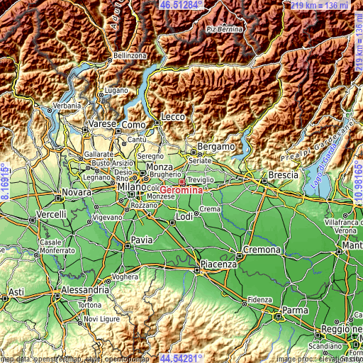 Topographic map of Geromina