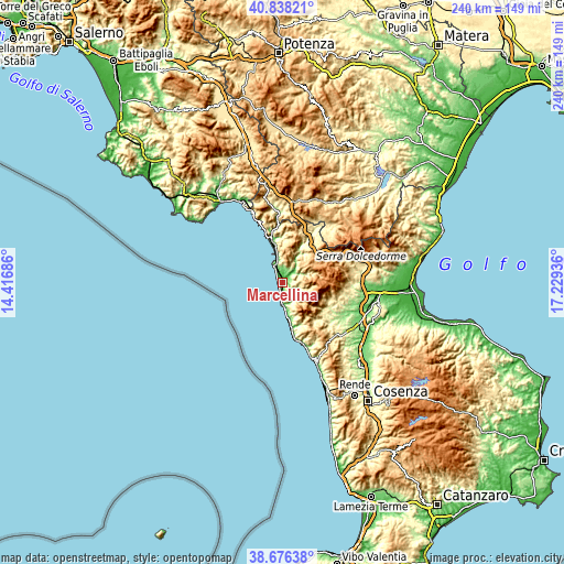 Topographic map of Marcellina