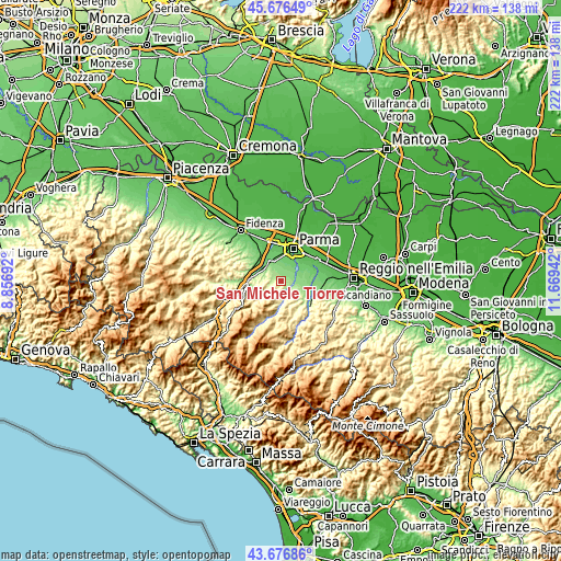 Topographic map of San Michele Tiorre
