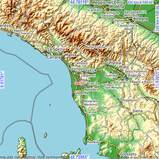 Topographic map of Gello