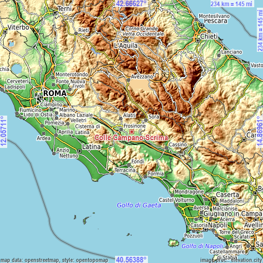 Topographic map of Colle Campano-Scrima