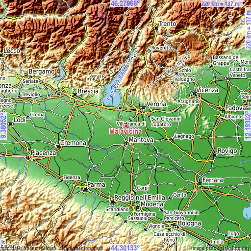 Topographic map of Malavicina