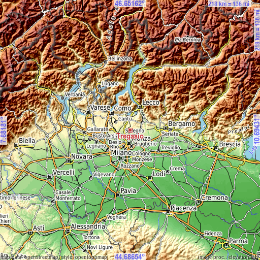 Topographic map of Tregasio