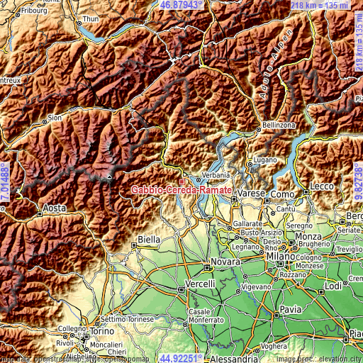 Topographic map of Gabbio-Cereda-Ramate