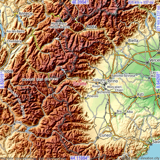 Topographic map of Baratte