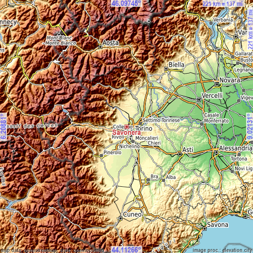 Topographic map of Savonera