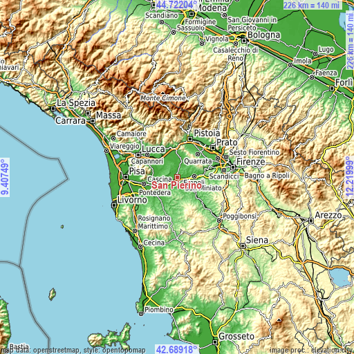 Topographic map of San Pierino