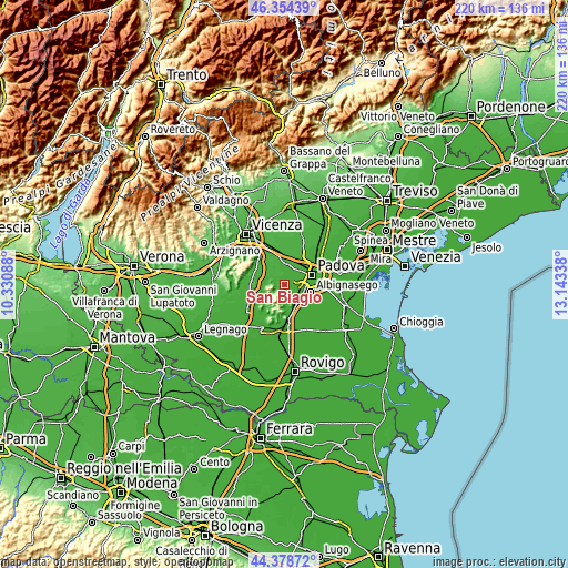 Topographic map of San Biagio