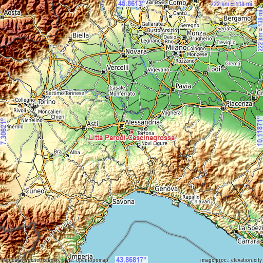 Topographic map of Litta Parodi-Cascinagrossa
