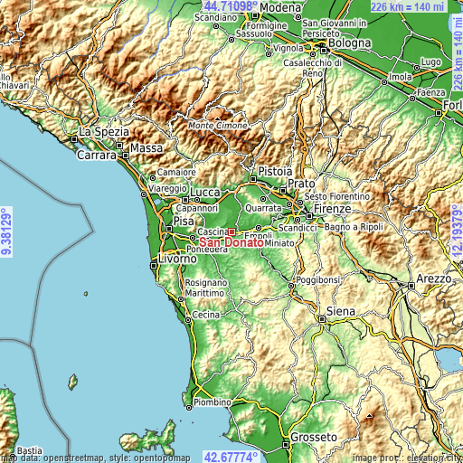 Topographic map of San Donato