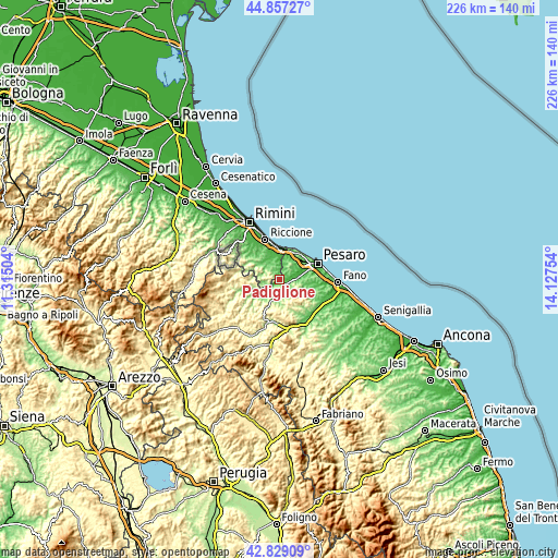 Topographic map of Padiglione