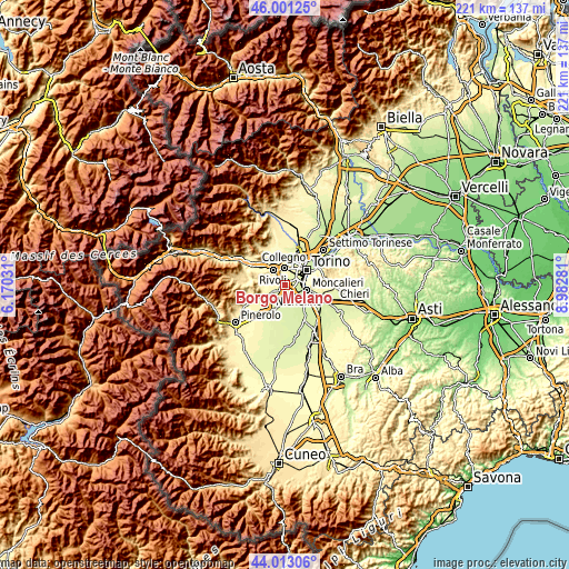Topographic map of Borgo Melano