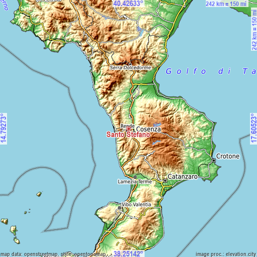 Topographic map of Santo Stefano