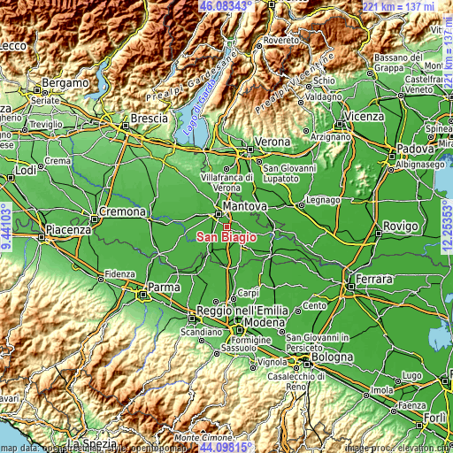 Topographic map of San Biagio