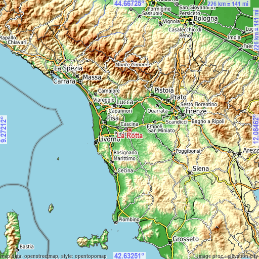 Topographic map of La Rotta