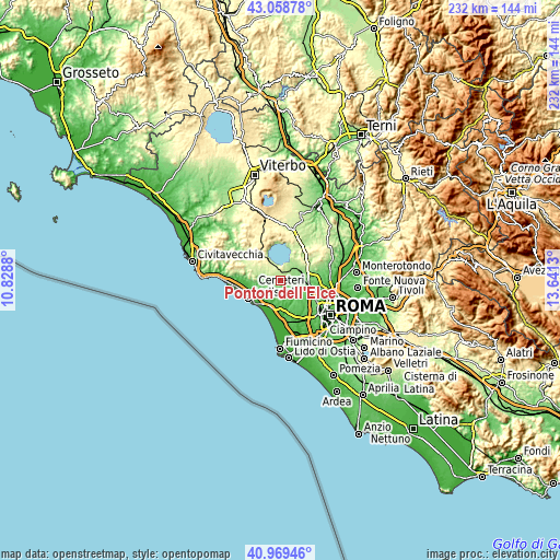 Topographic map of Ponton dell'Elce