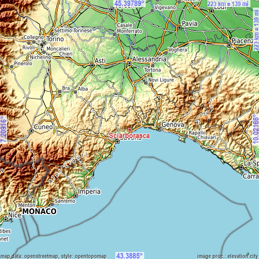 Topographic map of Sciarborasca