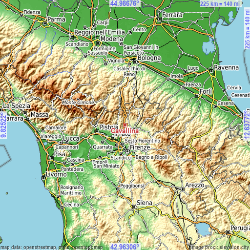 Topographic map of Cavallina