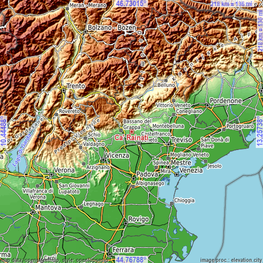 Topographic map of Ca' Rainati