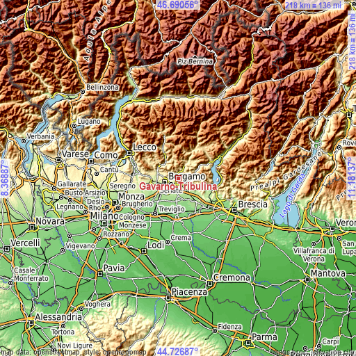 Topographic map of Gavarno-Tribulina