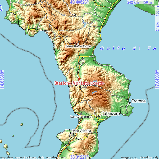 Topographic map of Stazione Montalto-Coretto