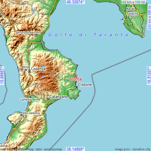 Topographic map of Tronca