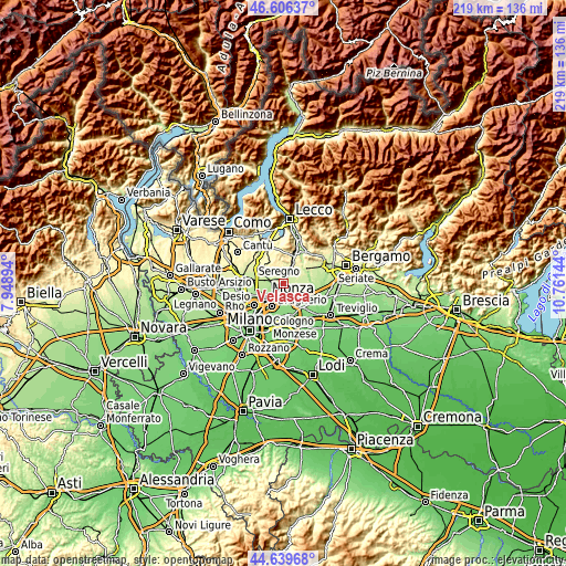 Topographic map of Velasca