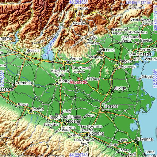 Topographic map of Asparetto