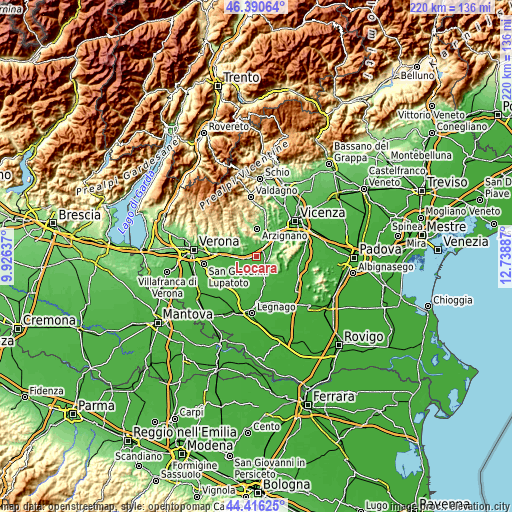 Topographic map of Locara