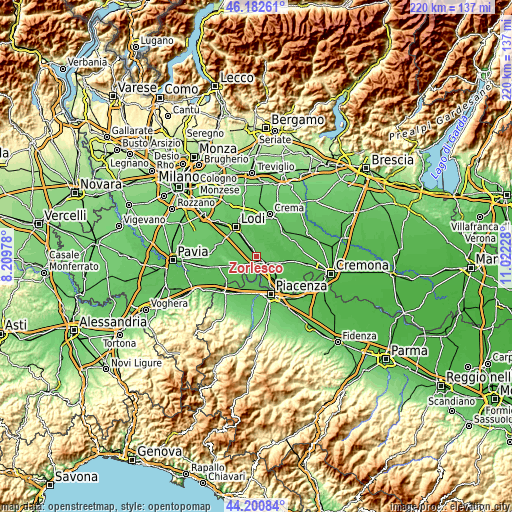 Topographic map of Zorlesco