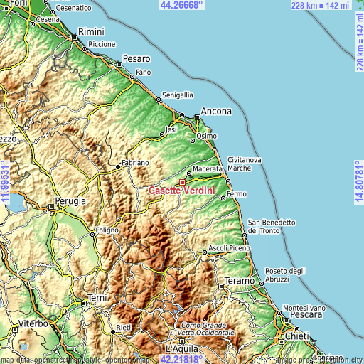 Topographic map of Casette Verdini