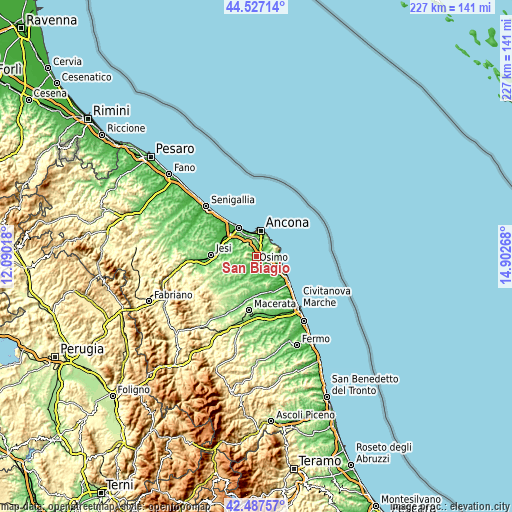 Topographic map of San Biagio