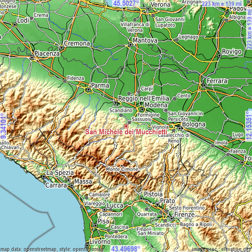 Topographic map of San Michele dei Mucchietti