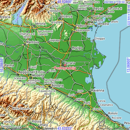 Topographic map of Pontegradella