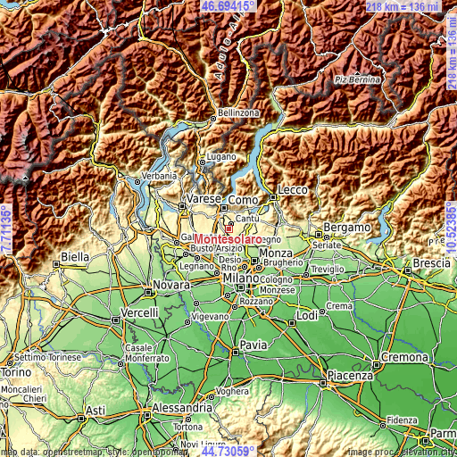 Topographic map of Montesolaro