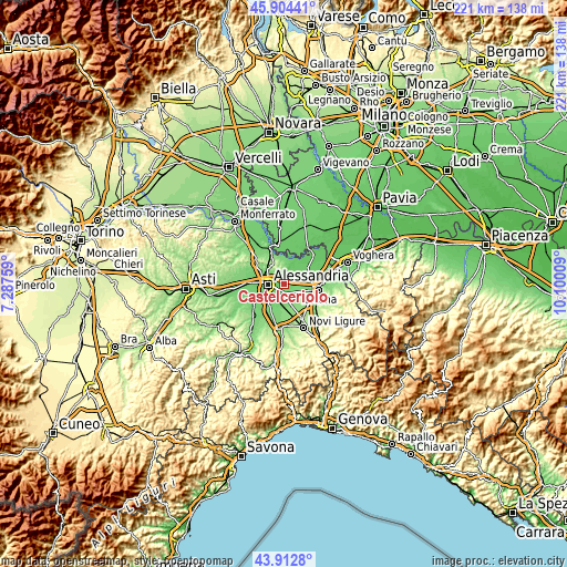 Topographic map of Castelceriolo