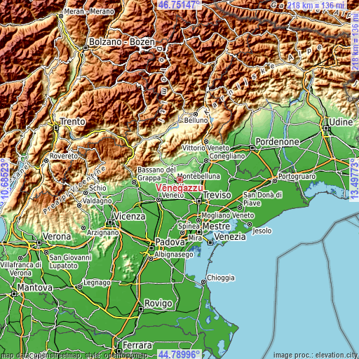 Topographic map of Venegazzù