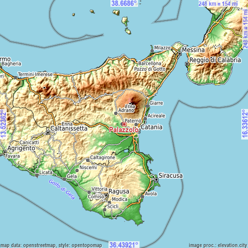 Topographic map of Palazzolo