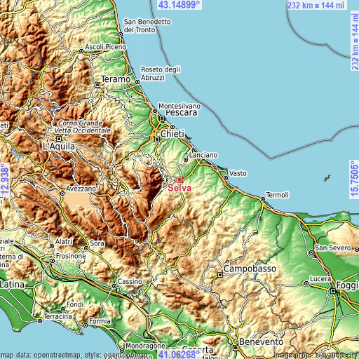 Topographic map of Selva