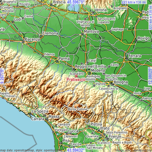 Topographic map of Pratissolo