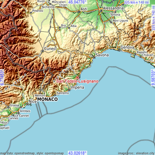 Topographic map of San Fedele-Lusignano