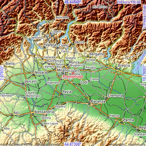 Topographic map of Premenugo