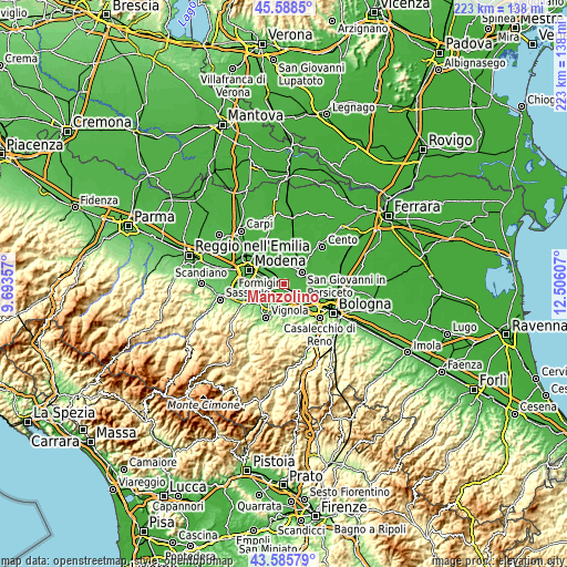 Topographic map of Manzolino