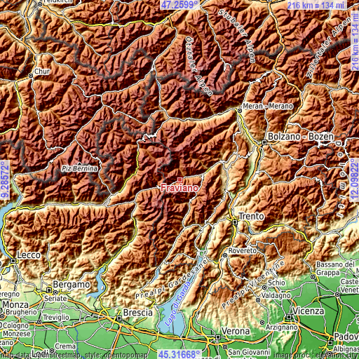 Topographic map of Fraviano