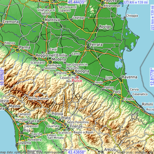 Topographic map of Pulce